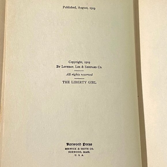 The Liberty Girl Hardcover Rena I Halsey WWI First Edition 1919 Antique Vintage - Picture 6 of 8